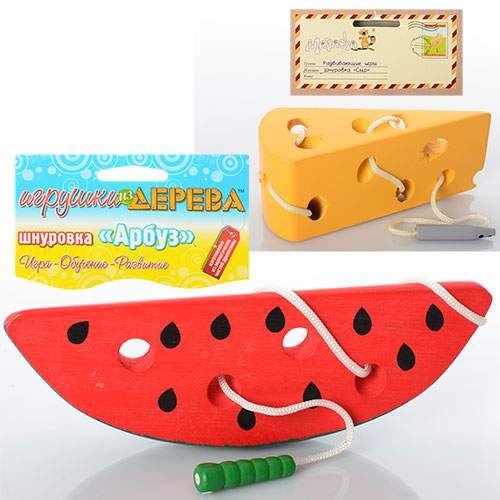 Деревянная игрушка Шнуровка MD 0494 WOODY 13 см, в пакете (6903127626013) Груша Вид 2 (1543628)