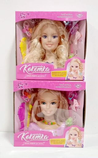 Кукла голова для причесок 868-3-7 LimoToy, 20см,расческа,заколоч,резиночки,в коробке (6903317392902) МИКС (1543640)