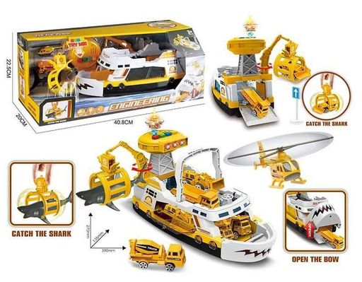 Корабль 660 S-03 "Стройка" катер, акула, транспорт, свет, звук, в коробке (6946613589355) (1543676)
