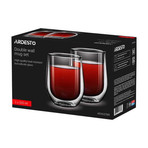 Набор чашек с двойными стенками Ardesto, 2*320 мл (AR2637BR)