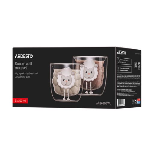 Набор чашек с двойными стенками Ardesto, 2*300 мл (AR2630BWL)