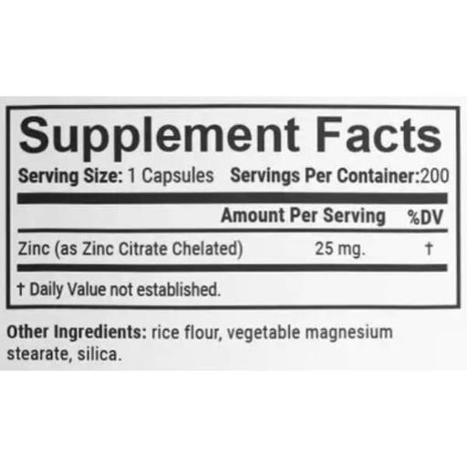 Микроэлемент Цинк En`vie Lab Zinc (cahelated citrate) 25 mg 200 Caps (1551086)