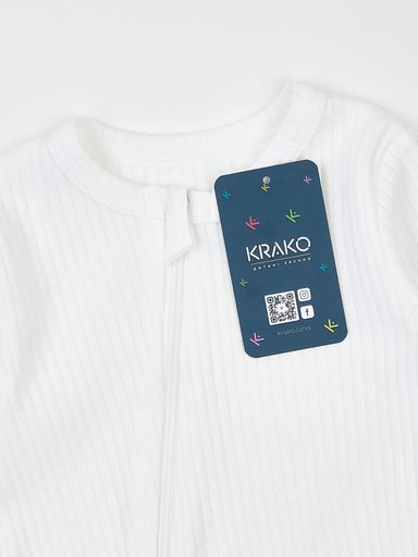 Дитячий чоловічок для новонароджених KRAKO На блискавці 5008P31 56-62 см Білий (2000070019917) (1552913)