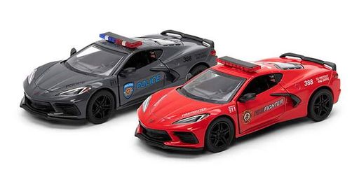 Металлическая инерционная легковая модель Corvette Police/Firefighter 2021 5", открываются двери (в ассортименте) (1553692)