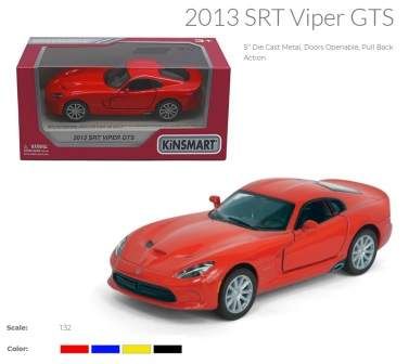 Металева інерційна легкова модель Dodge SRT Viper GTS 5", відкриваються двері (1553694)
