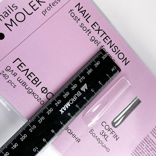 Гелеві типси для нарощування нігтів Nails Molekula Professional Nail Extension Fast Soft Gel Forms Coffin 3XL, 240 шт