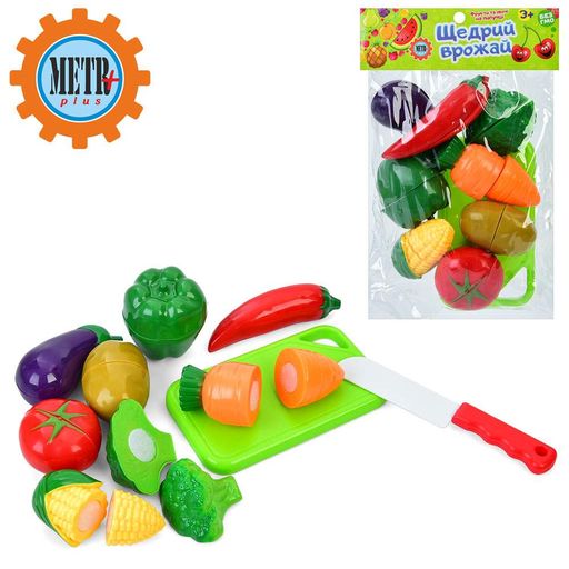 Продукты на липучке, овощи, нож, доска, 16.5x24x7 см (1559967)