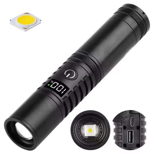 Фонарь ручной Voltronic S2304-WHITE LASER LED PM10-TG с функцией Power Bank, зарядка Type-C, черный корпус (00000009112) (1565540)