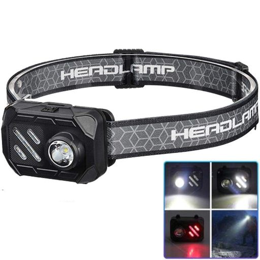 Налобний ліхтар WT-509+XPE+9SMD (біле+червоне світло) на батарейках 3xAAA, з зарядкою USB-C, чорний корпус (00000010770) (1565650)