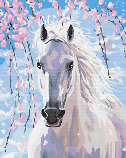 Картина за номерами Brushme 40x50см "Кінь у квітах сакури" BS8528 (1571981)