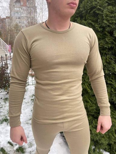 Чоловіча тактична термобілизна Termal бавовна на флісі (Пісок) M (1585448)