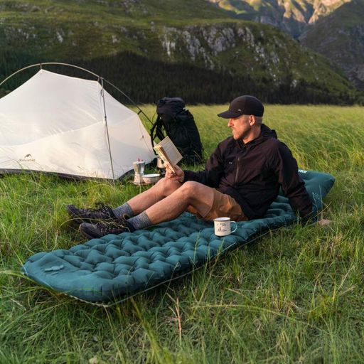 Матрац надувний одинарний Naturehike CNK2550WS019 (65 мм) з вбудованою помпою Синій (1586084)