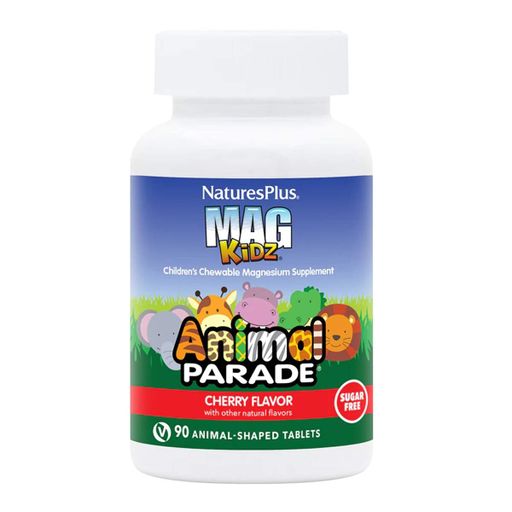 Магній для Дітей без Цукру, Смак Вишні, Animal Parade, Natures Plus, 90 жувальних таблеток (1586344)