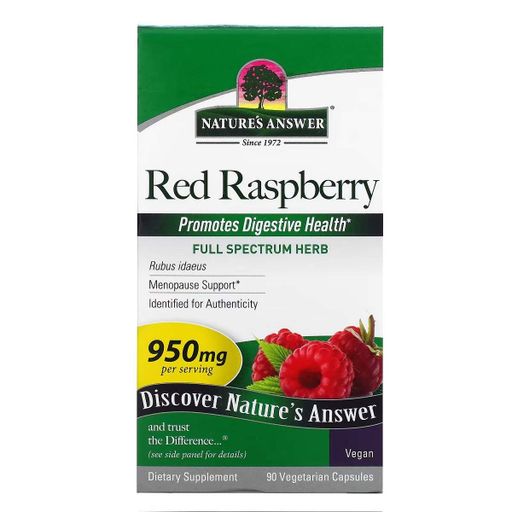 Красная малина, 950 мг, Red Raspberry, Nature's Answer, 90 вегетарианских капсул (1586953)