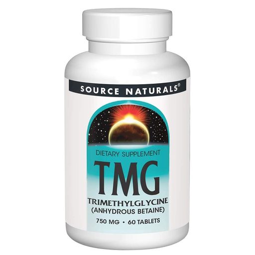 Триметилгліцин, ТМГ, TMG, 750 мг, Source Naturals, 60 таблеток (1587786)
