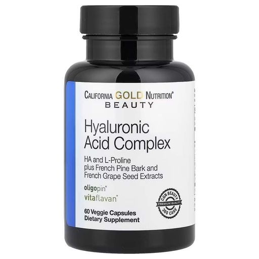 Комплекс с гиалуроновой кислотой, Hyaluronic Acid Complex, California Gold Nutrition, 60 вегетарианских капсул (1587933)
