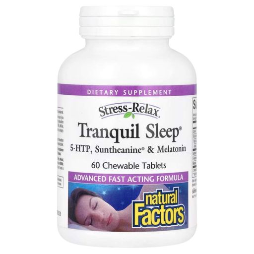 Здоровий сон, Stress-Relax, Tranquil Sleep, Natural Factors, 60 жувальних таблеток (1588043)