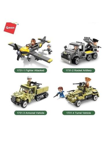 Детский конструктор Qman 1731 4в1 военный транспорт (1589030)
