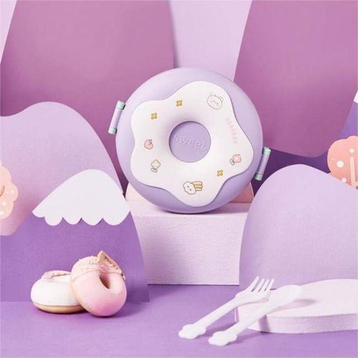 Круглый ланч бокс с приборами Donut 1000 мл, фиолетовый (1589065)