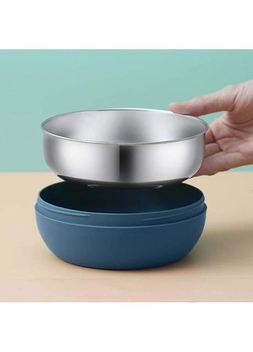 Круглый герметичный ланч бокс со столовыми приборами Bowl, 500 мл - синий (1590467)