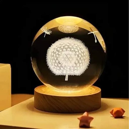 Декоративний 3D нічник кришталева куля "Кульбаба" з led підсвічуванням (3_05893) (1591004)
