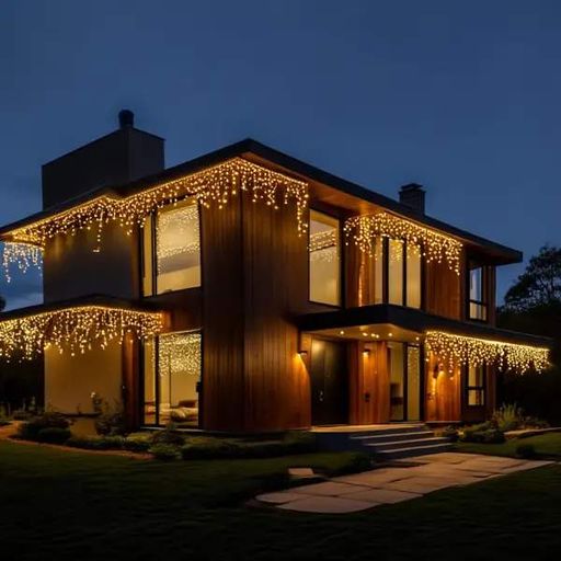 Гирлянда Бахрома уличная 840 LED 50 м от сети черная нить желтый (1591804)