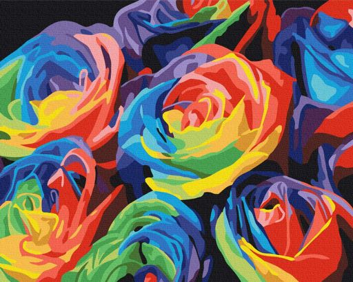 Преміум картина за номерами Brushme 40x50см "Райдужні троянди" PBS057 (1591925)
