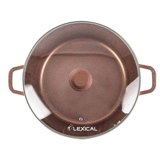 Каструля з кришкою Lexical LM-010214-5 з мармуровим антипригарним покриттям 40см Golden (2_009408) (1592596)