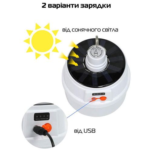 Фонарь-лампа кемпинговая RIAS JD-2022 с солнечной панелью White (3_01982) (1592614)