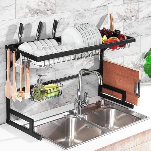Сушилка для посуды Kitchen Rack над раковиной 65×33.6×52см Black (3_06779) (1592714)