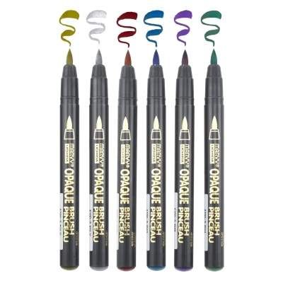 Маркер Marvy Набор маркеров на водной основе Opaque Brush, металлики, 6 цветов (752481951820) (1594056)