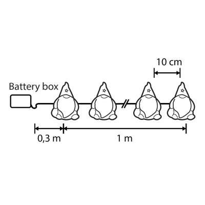 Гірлянда Luca Lighting Санта, струна, 1,3 м, класична біла, 10 LED 2AA, таймер (8720967822850) (1596552)