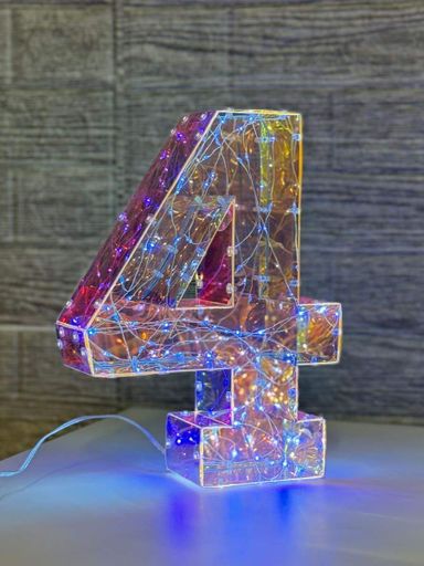 Новогоднее украшение MIS LT Цифра четыре голографическая с LED-подсветкой 18,5×6×25 см (1597510)