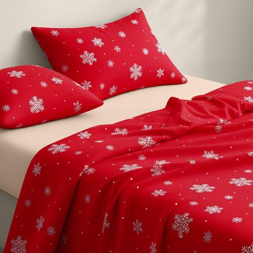 Підковдра євро фланель 220х240 SNOWFLAKES CRANBERRY COSAS (4822052475010) (1602087)