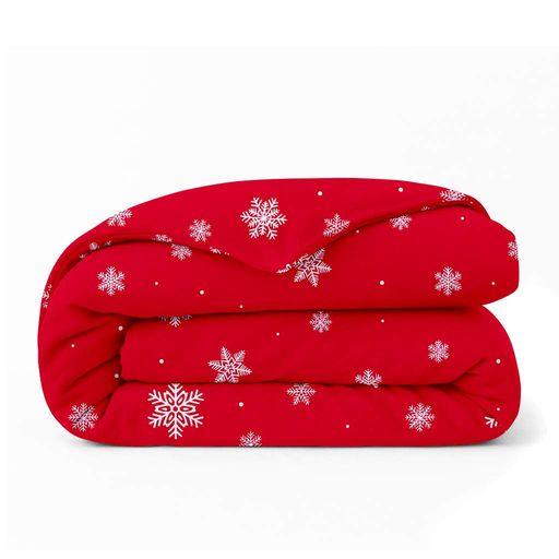 Сімейний комплект фланель з простирадлом на резинці SNOWFLAKES CRANBERRY CS6 COSAS (4822052479964) (1602145)