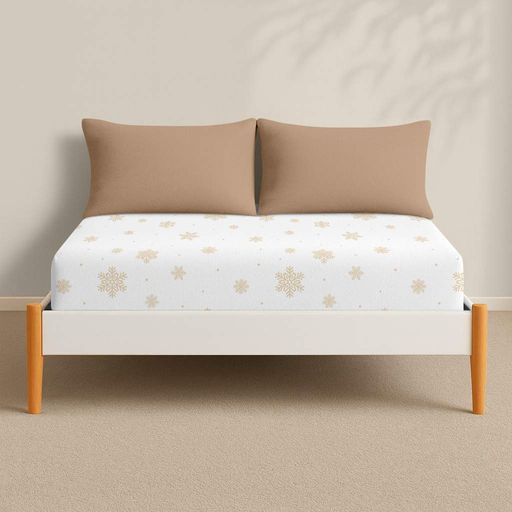Простирадло на резинці фланель 120х200 SNOWFLAKES GOLD COSAS (4822052475546) (1605958)