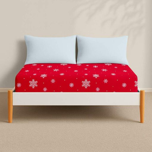 Простирадло на резинці фланель 180х200х30 SNOWFLAKES CRANBERRY COSAS (4822052476093) (1605962)