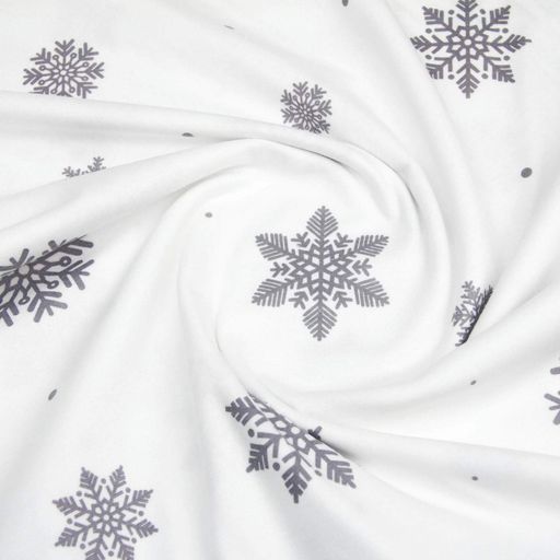 Євро постільна білизна фланель з простирадлом на резинці SNOWFLAKES SILVER CS7 COSAS (4822052478592) (1606207)