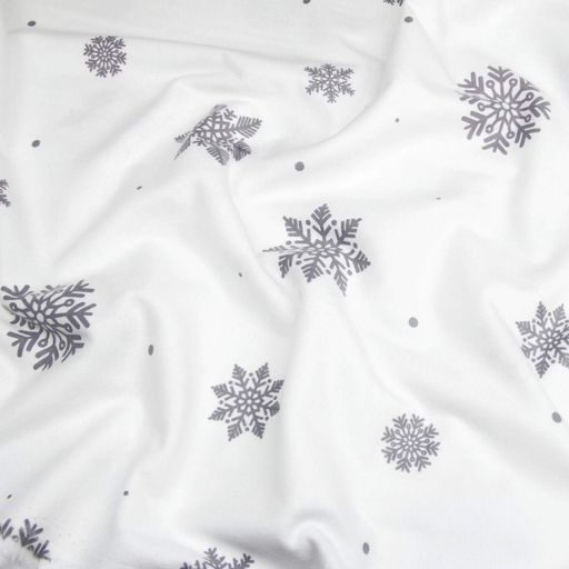 Євро постільна білизна фланель з простирадлом на резинці SNOWFLAKES SILVER CS7 COSAS (4822052478592) (1606207)