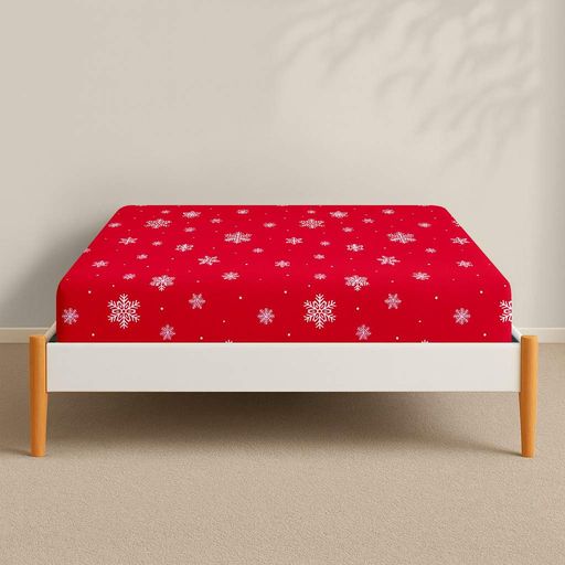 Простирадло на резинці фланель 100х200 SNOWFLAKES CRANBERRY COSAS (4822052486382) (1606361)