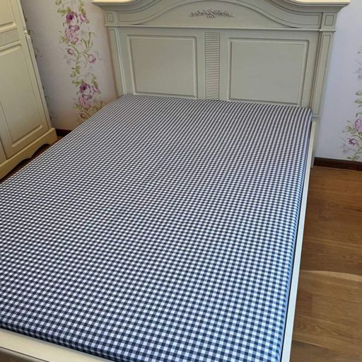 Простынь на резинке 160х200 черно-белая Клетка Бязь Голд Ananasko PR395 (1609844)
