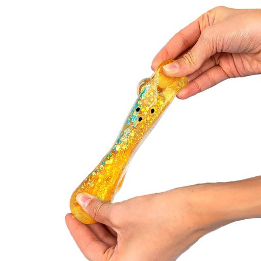Игрушка антистресс Мишка, сквиши, жвачка-тянучка, слайм, 5.5 см, с блестками Оранжевый (1616668)