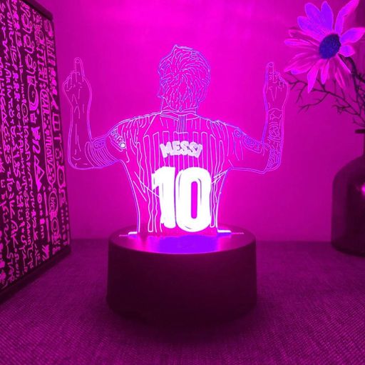 3D светодиодный ночник для комнаты Messi Football player, 16 сменных режимов + пульт управления, основа черная (1616670)