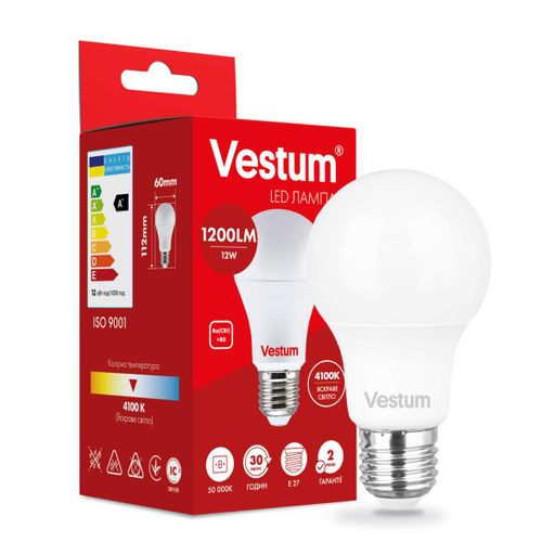 Світлодіодна лампа Vestum A60 12W 4100K 220V E27 1-VS-1103 (1620249)