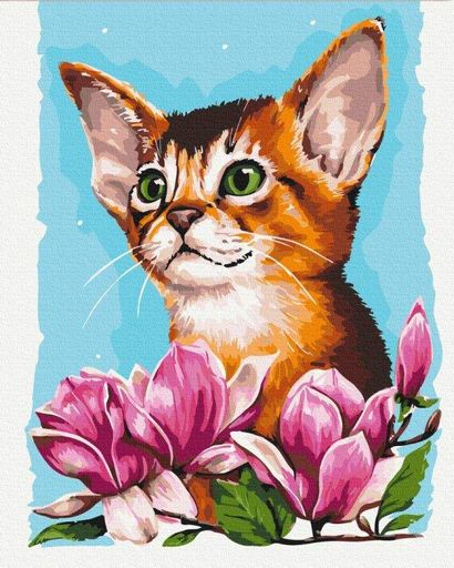 Полотно для малювання Котик в квітах ©Anna Kulyk (BSM-B53585) 40 х 50 см BrushMe (1622553)