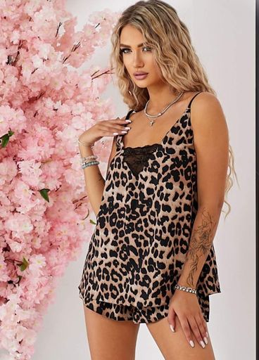 Жіноча піжама майка та шортики Leo Wild (1354-48) Комбінований XL (1627273)