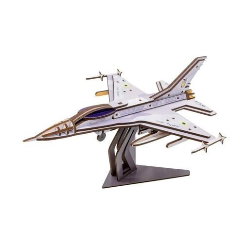 Дерев'яний 3D конструктор PuzzleOK F16 Арт-26913 79 деталей Різнокольоровий (1628802)