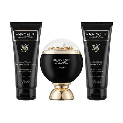 Парфюмированный набор унисекс Afnan Souvenir Desert Rose (парфюмированная вода, 100 мл + гель для душа, 100 мл + лосьон для тела, 100 мл)