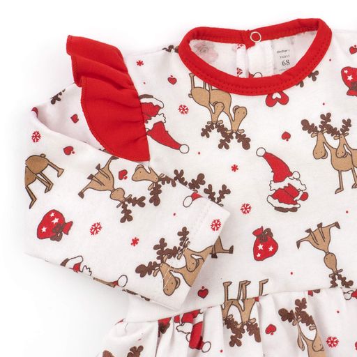 Боді-сукня для дівчинки з крильцями та пов'язкою з оленями Christmas reindeer  74 см Білий (1630986)