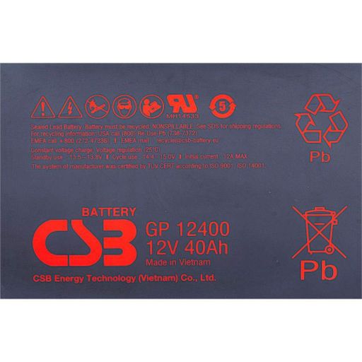 Аккумулятор CSB AGM 12V (12V/40Ah/480Wh) (GP12400) [112284] (1631925)